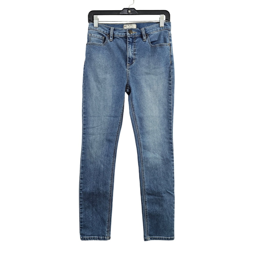 Free People Skinny Jeans Womens 28 Blue Solid Stretch Denim Medium Wash Casual